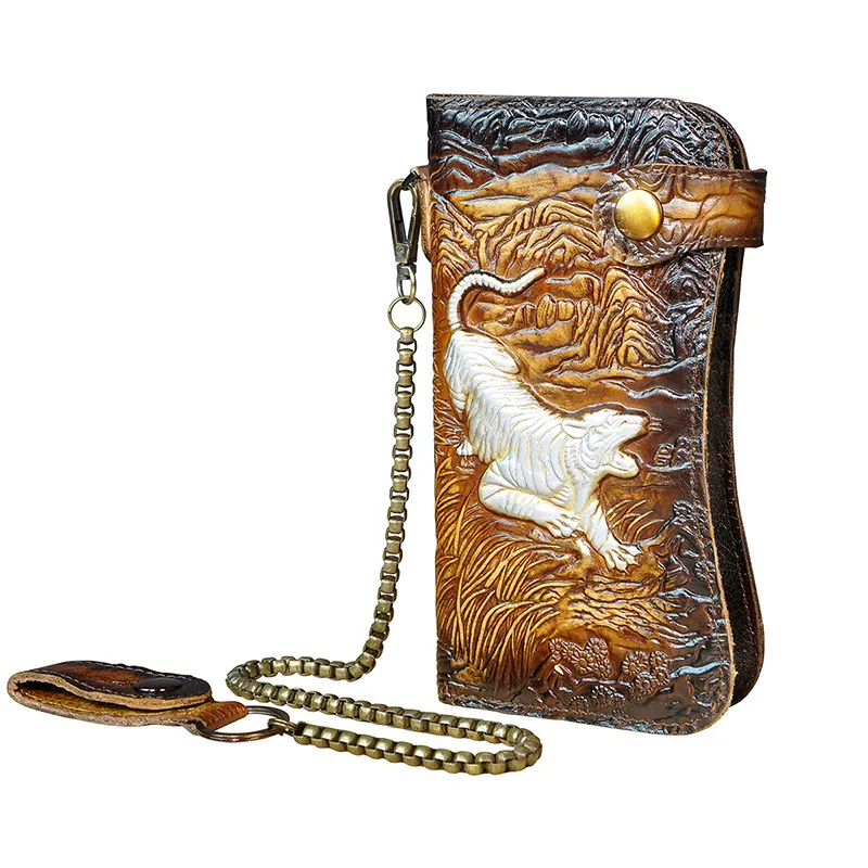 Portefeuille en cuir véritable dragon - tigre - N