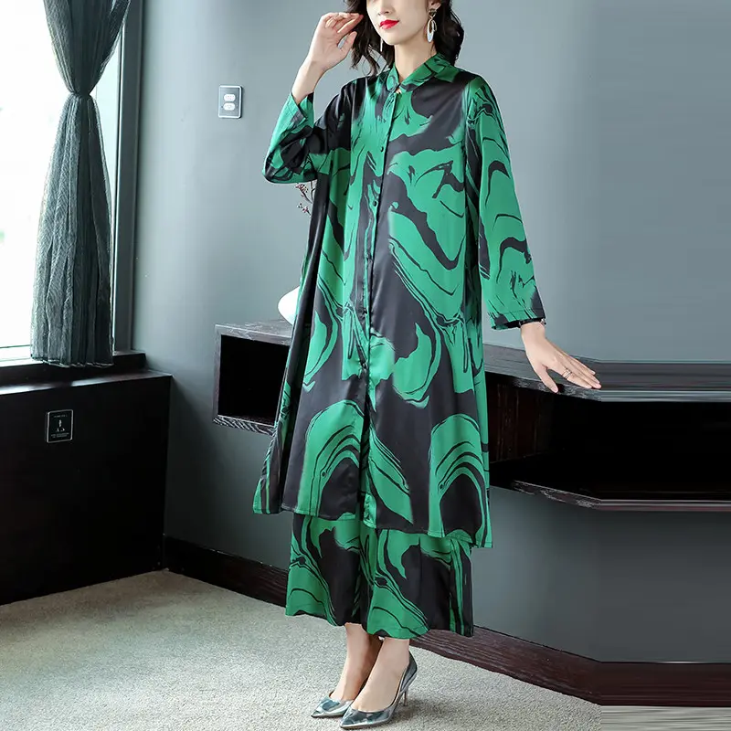 Autumn retro print cardigan suit