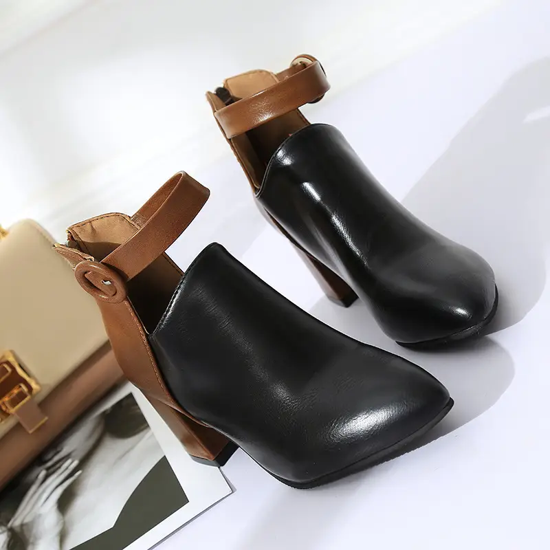 Back zipper ladies ankle boots
