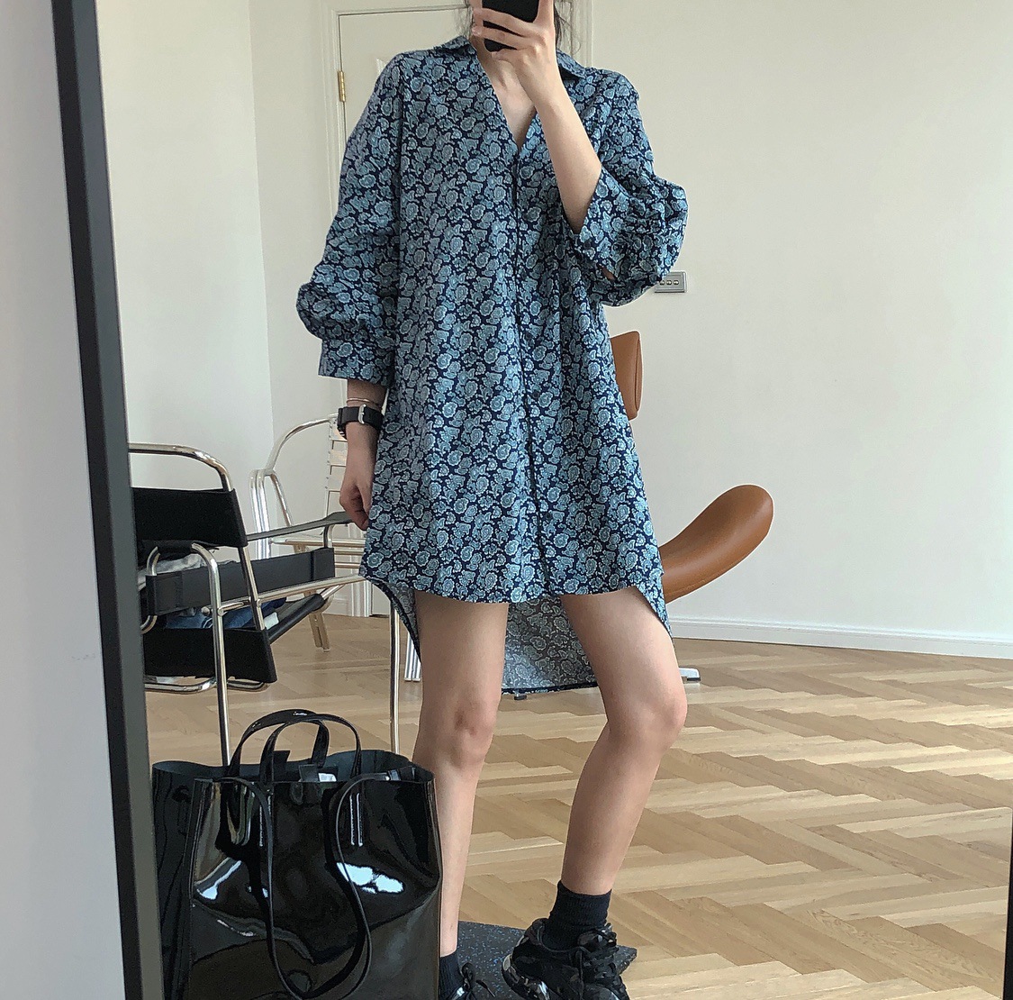 فستان قميص بطبعة