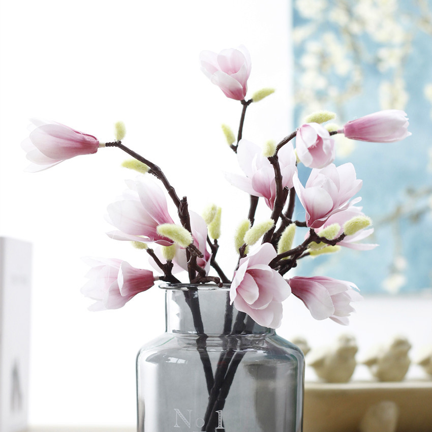 Handcrafted Bring Effortless Elegance to Any Space — Silk Magnolia Branch with 3D-Printed... - View 2 of 18 | BigMoetsy