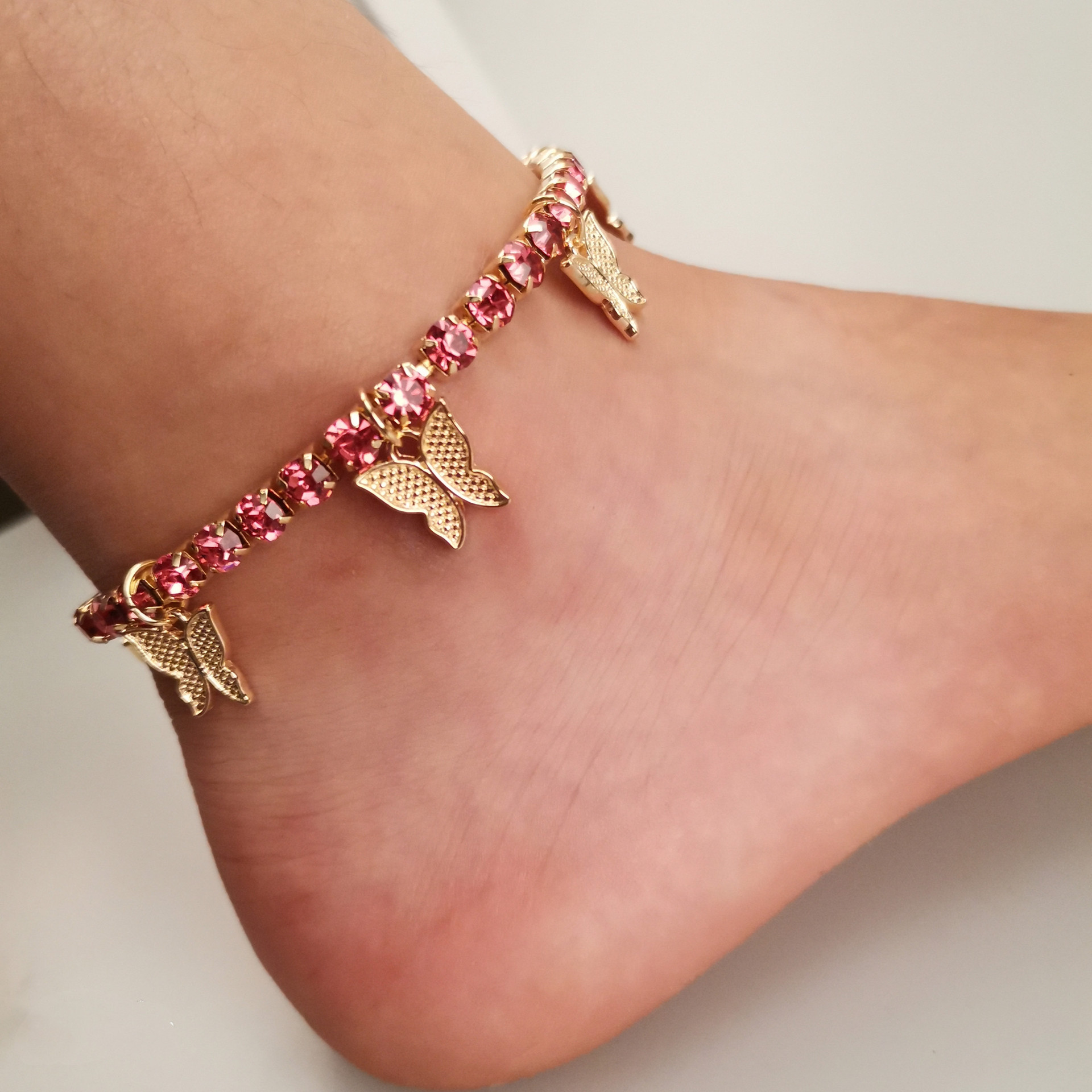 Golden pink anklet