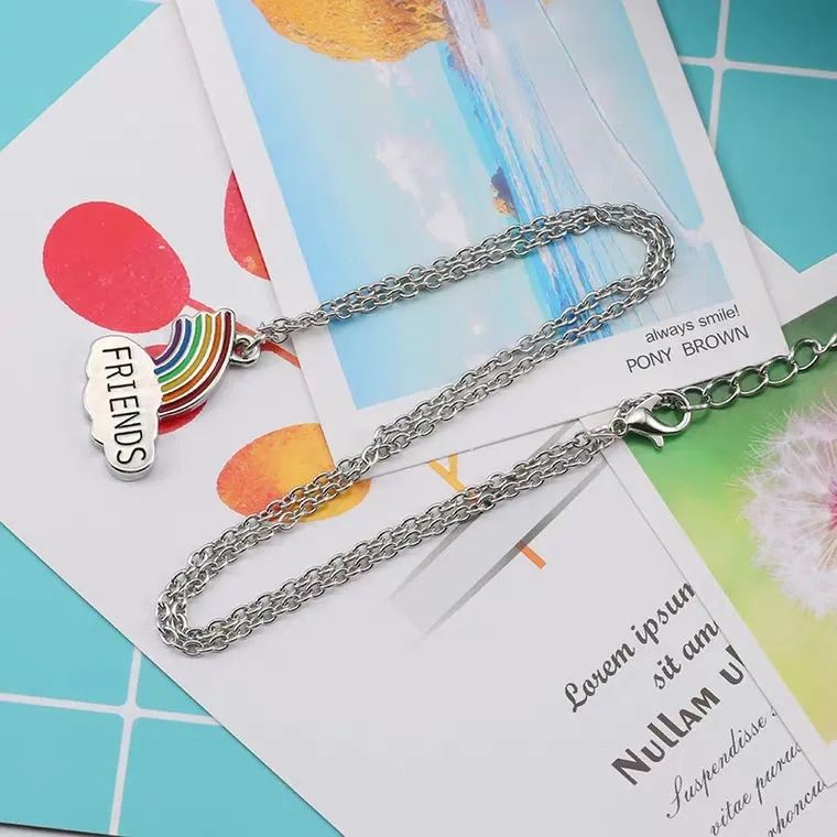 Rainbow cloud stitching pendant necklace - Rainbow Friends