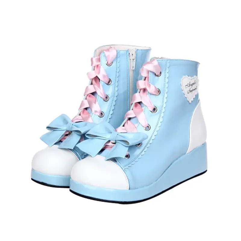 Bow princess shoes high top platform shoes