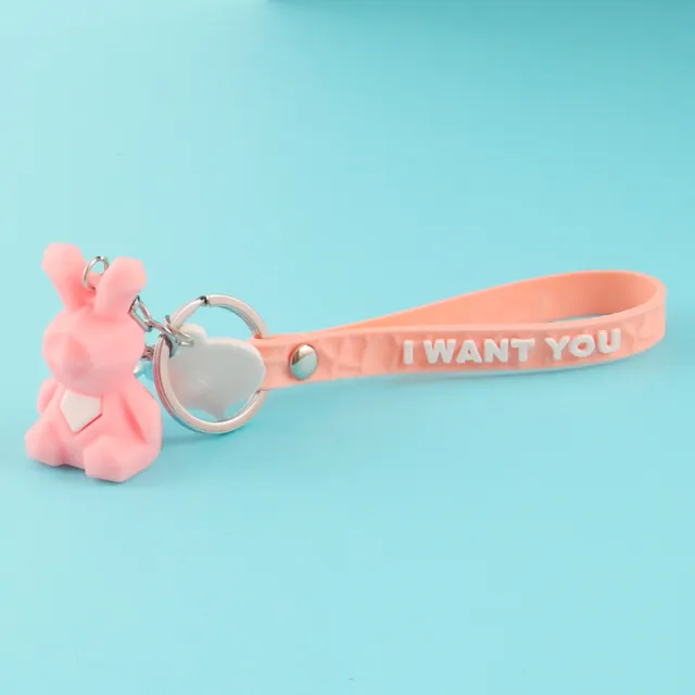 Cartoon geometric face animal keychain Rabbit - Shop at LoveMi