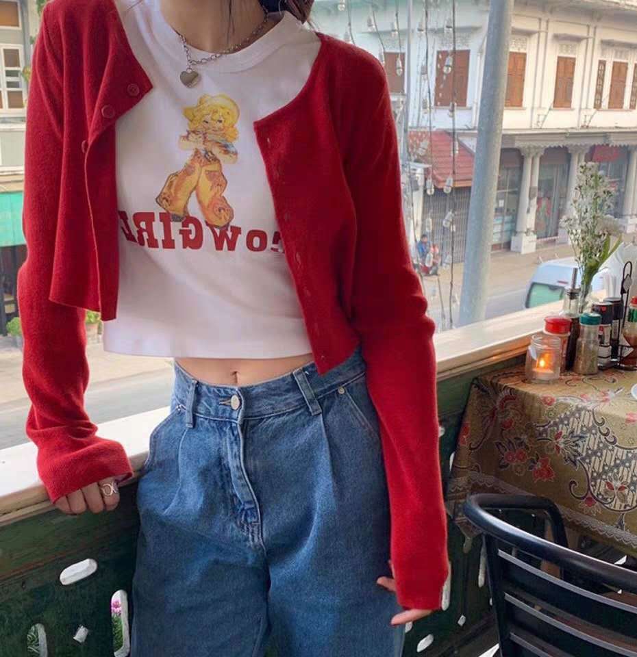 High-waist navel net red thin coat