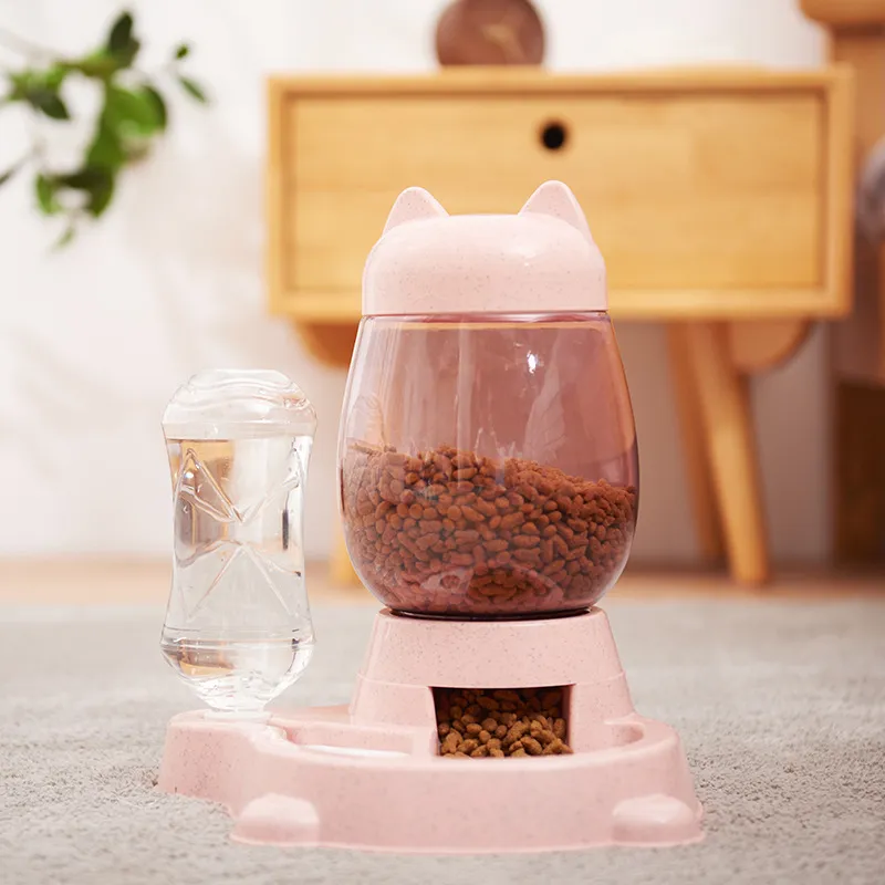 Pet Two-in-one Automatic Feeder - Pink