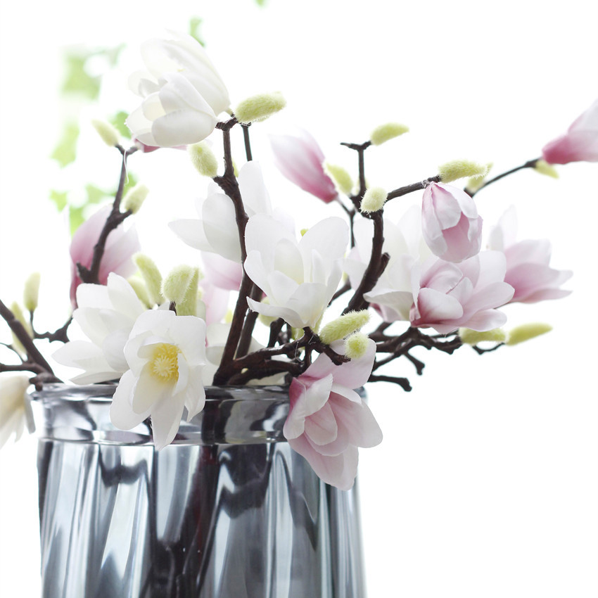 Silk Magnolia Branch with 3D-Printed Blooms