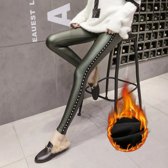Leggings with rivet feet Green - Shop at LoveMi