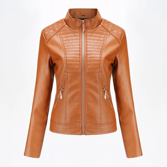 Women's motorcycle leather jacket Brown - Shop at LoveMi