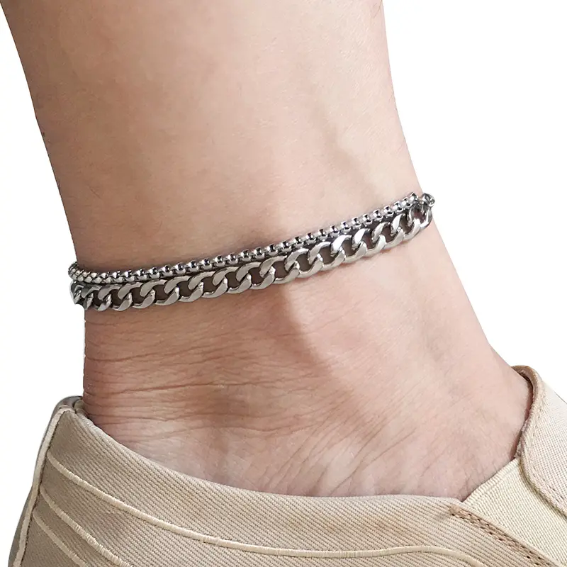 Women's retro titanium steel anklet