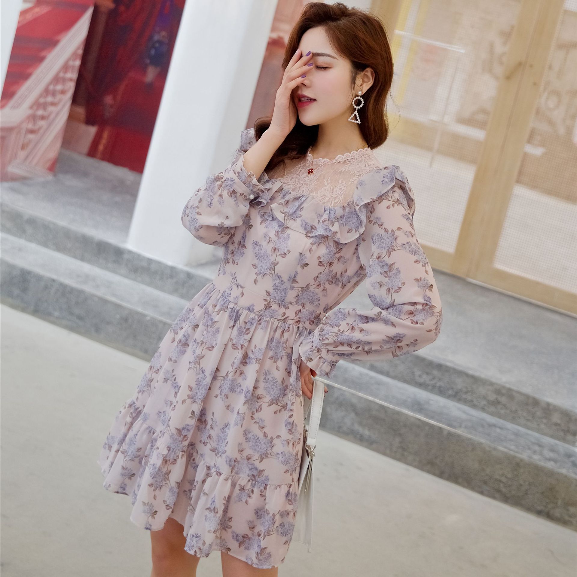 French floral fungus neckline skirt