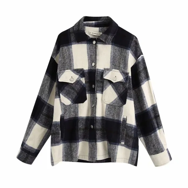 Woolen shirt jacket Navy Blue - Shop at LoveMi