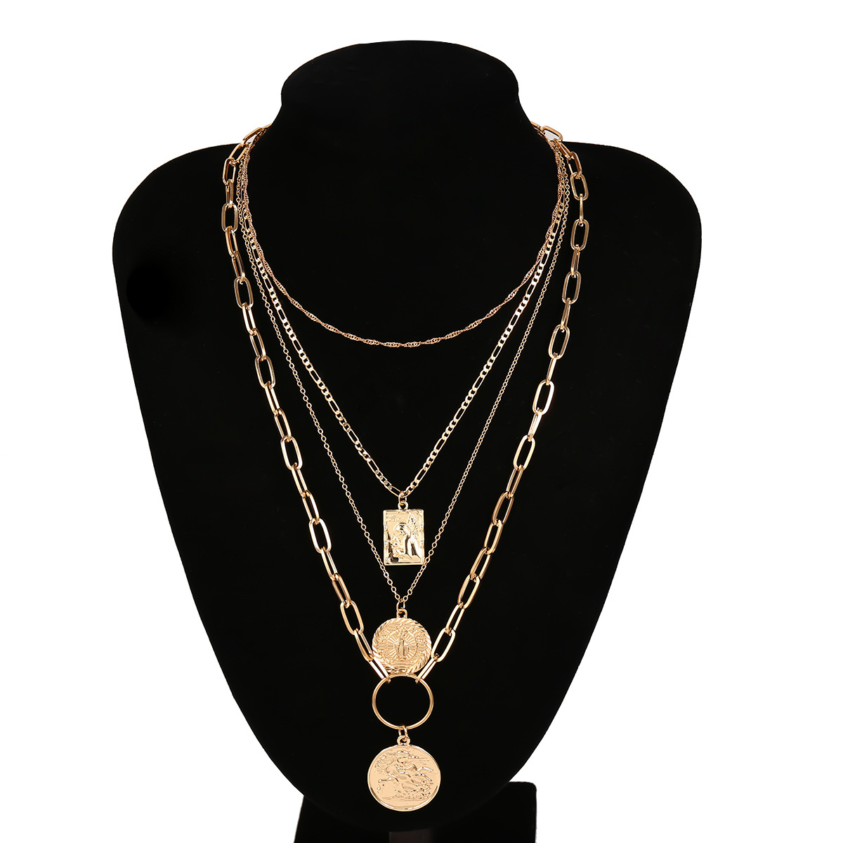 Geometric multilayer necklace pendant