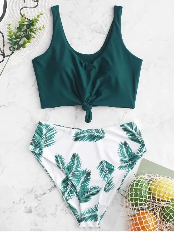 Women's leaf print bikini