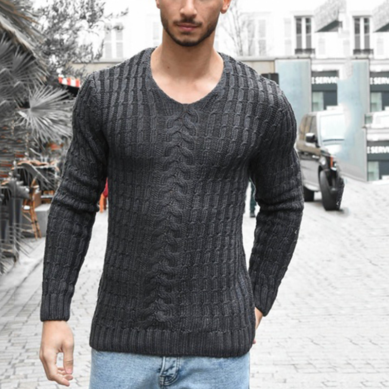 Title 4, Stripe V-neck casual knit sweater