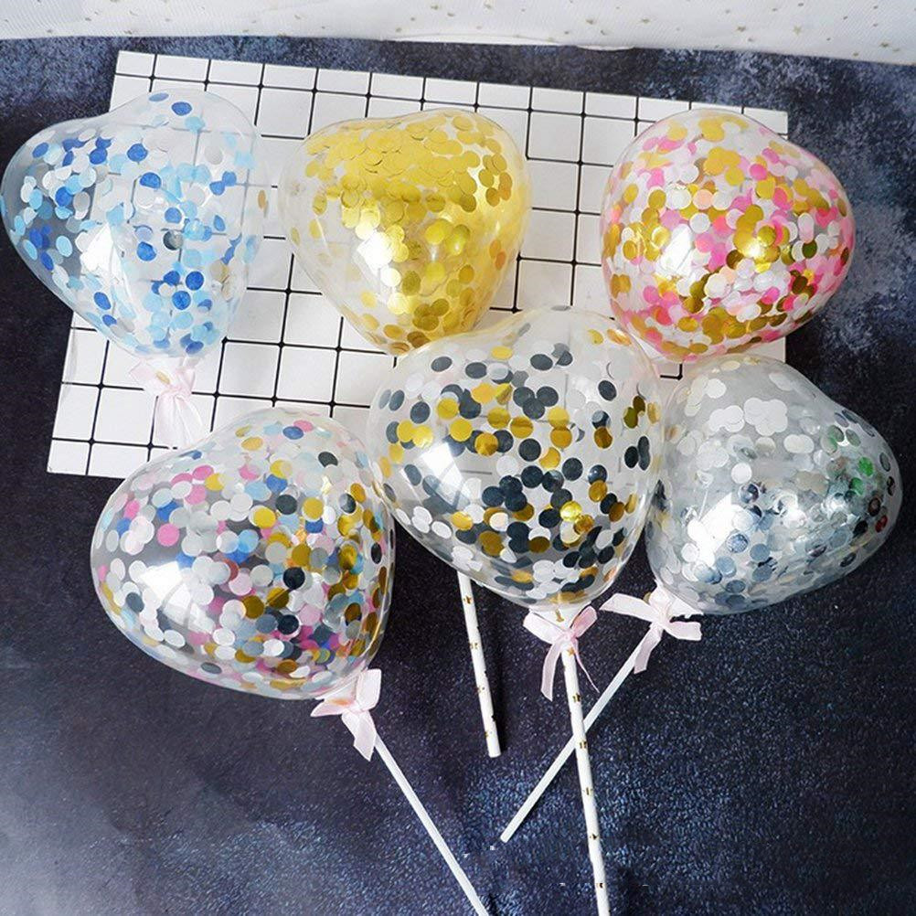 Transparent Confetti Balloon Cake Topper Decoration Party