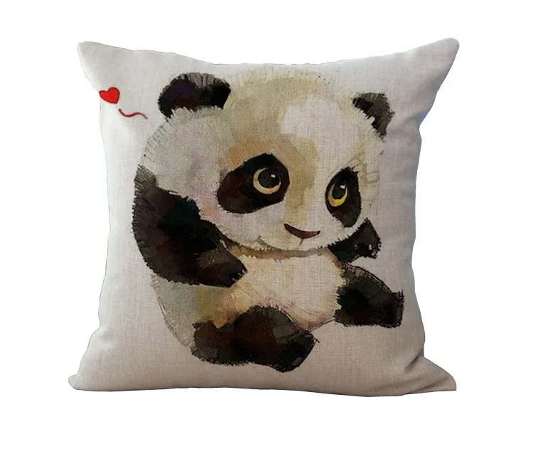 Linen panda pillowcase - White