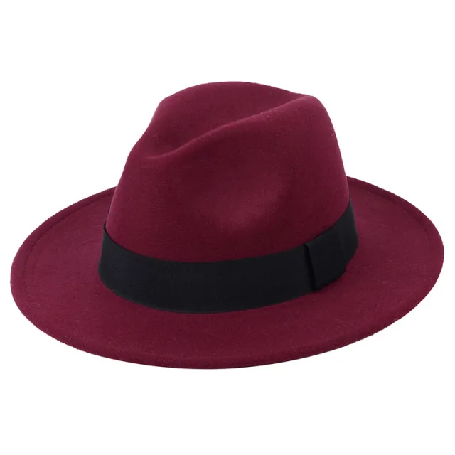 Stage big felt hat groom retro gentleman hat Wine Red - Shop at LoveMi
