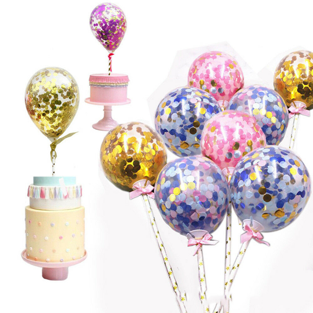 Transparent Confetti Balloon Cake Topper Decoration Party