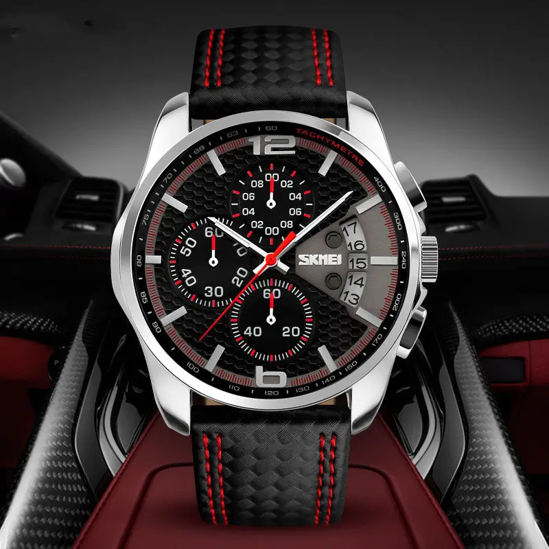 Leather Quartz Watch Sports