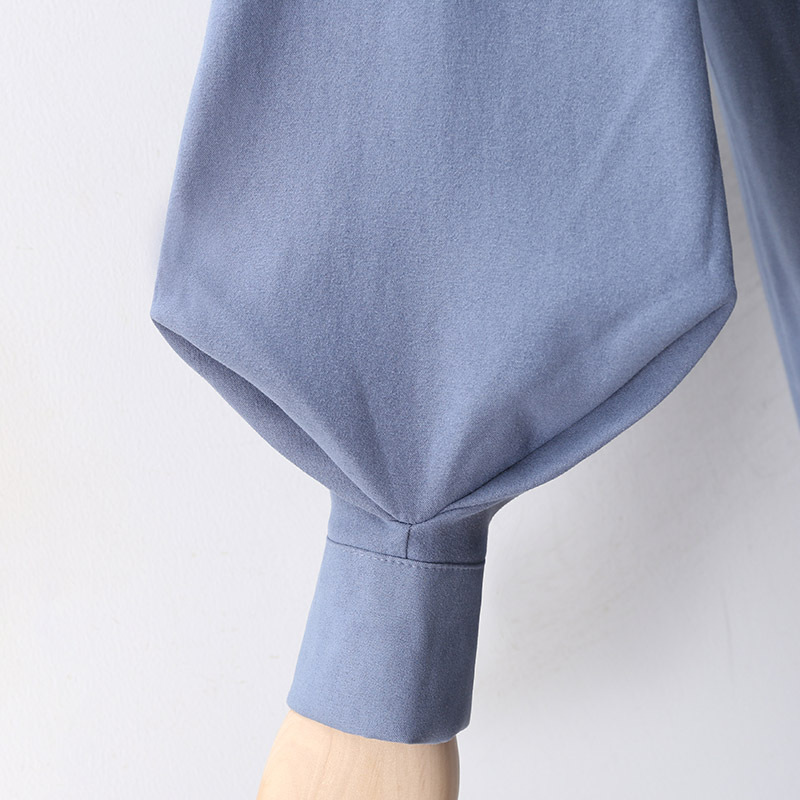 Lantern sleeve stand collar shirt dress