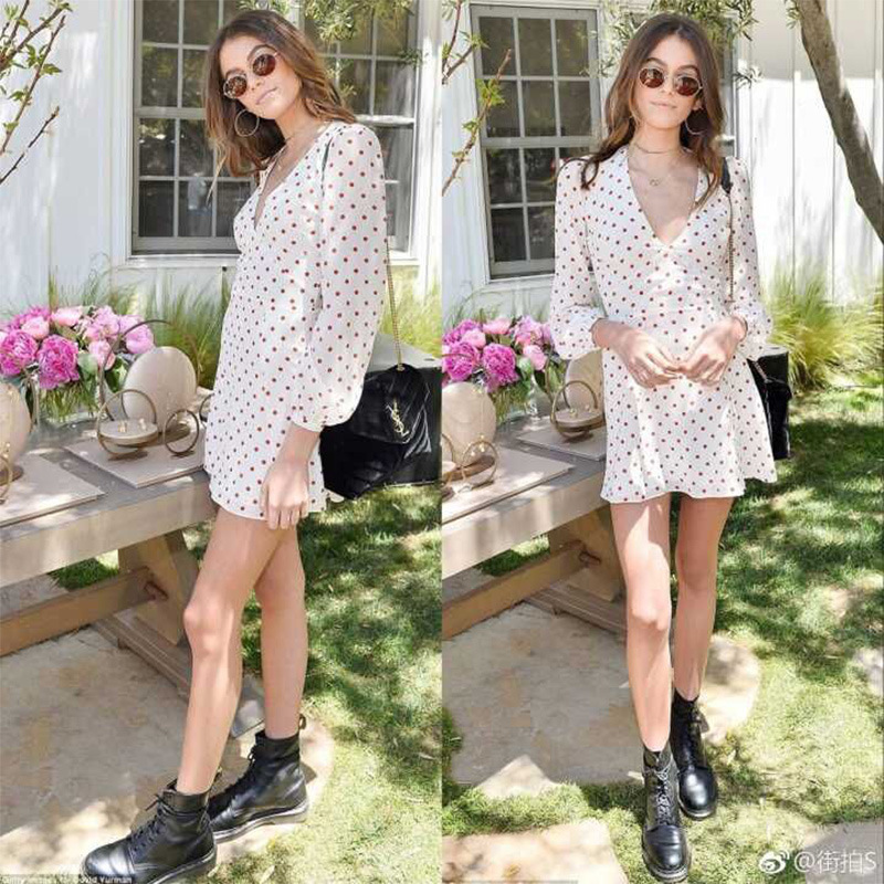 Sweet polka dot chiffon skirt