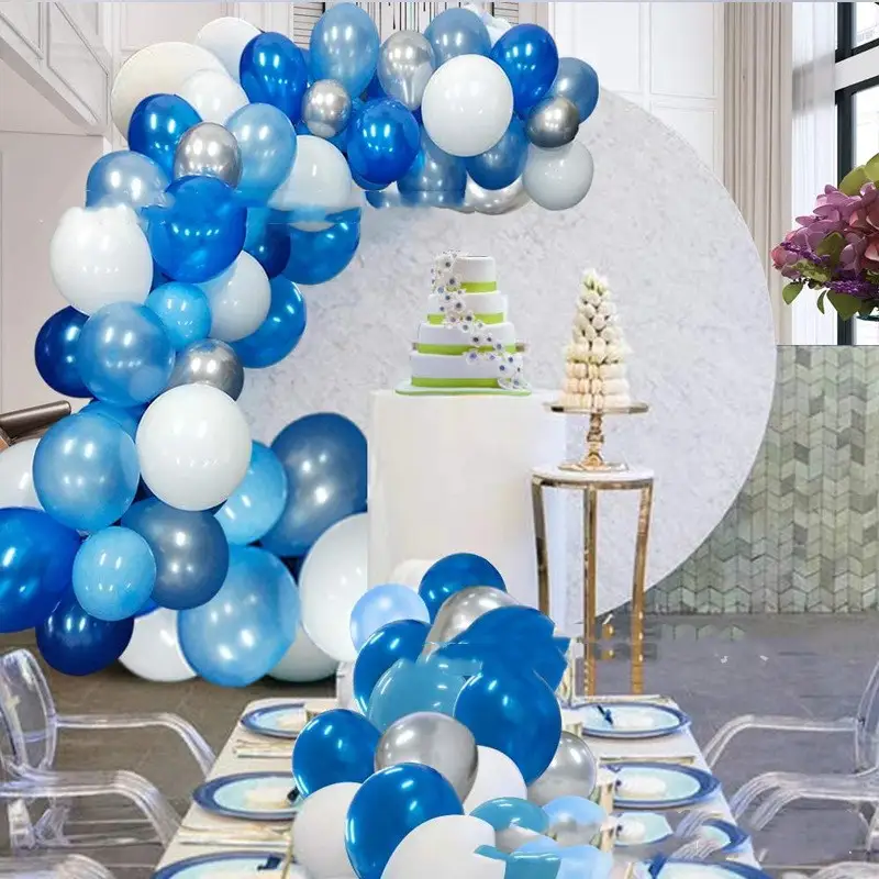 Blue and silver balloon garland set