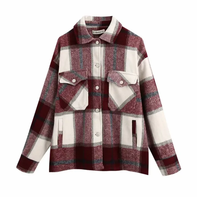 Woolen shirt jacket Red - Shop at LoveMi