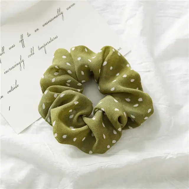 Small dot chiffon hair ring large intestine ring Green - Shop at LoveMi
