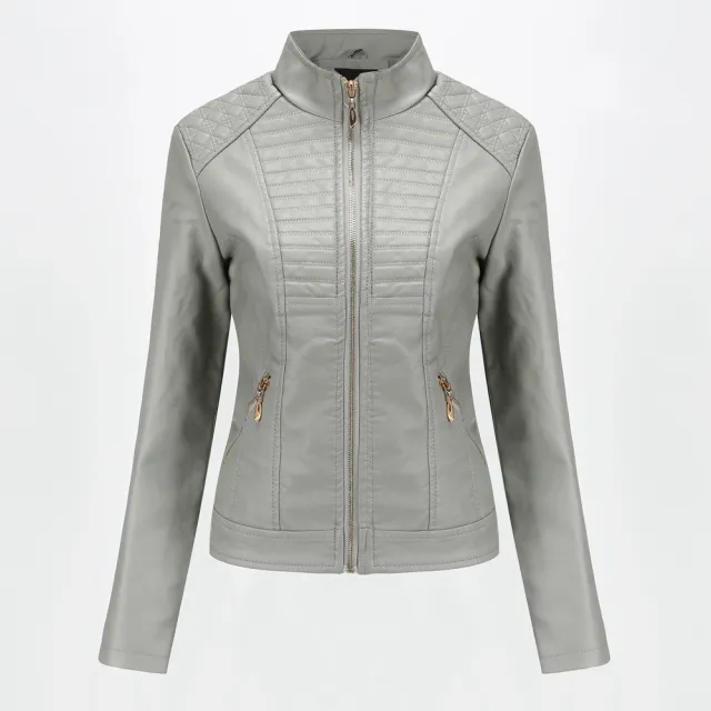 Women's motorcycle leather jacket Grey - Shop at LoveMi