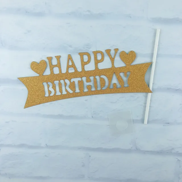 Happy birthday cake decoration card Gold - Shop at LoveMi