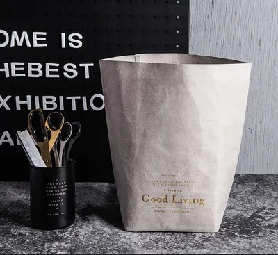 Washable and tearable kraft paper bag - White