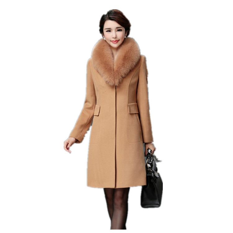 fur collared women's wool coat Red - Shop at LoveMi