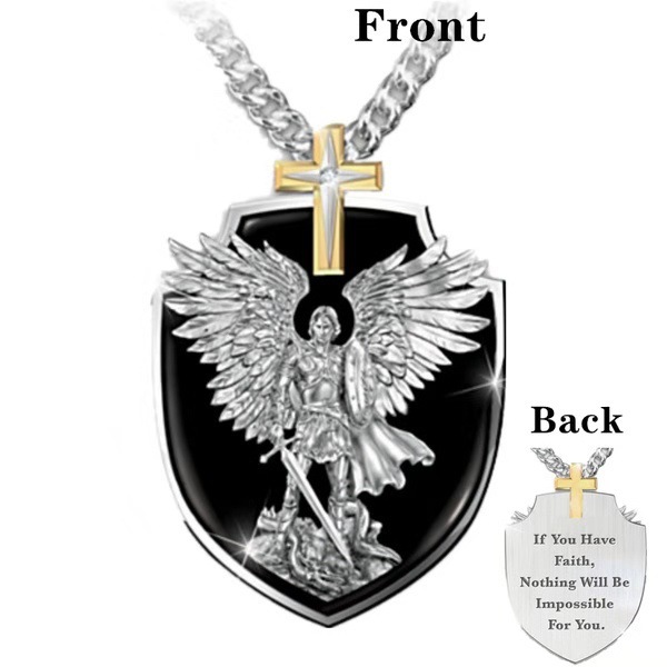 Knight Wing Shield Pendant Necklace