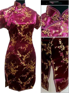 Cardigan of plum blossom - Wine Red - View 1