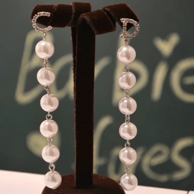 s925 silver needle pendant pearl earrings - Shop at LoveMi