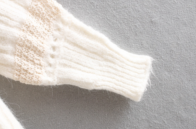 Solid color openwork lace sweater