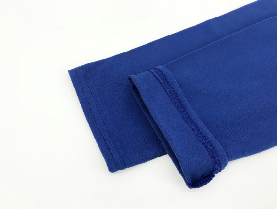 Solid color ironed round neck long sleeve blouse