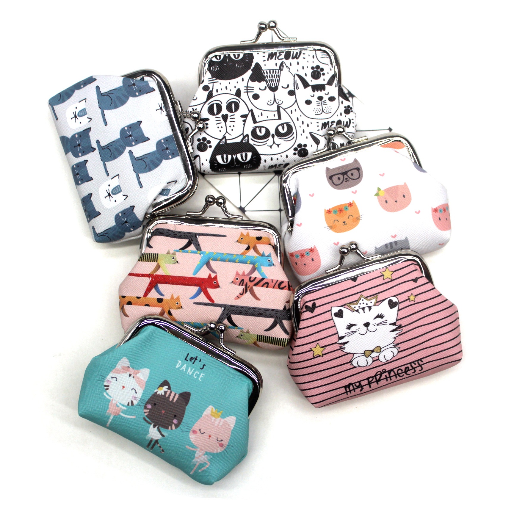 Cat print coin purse