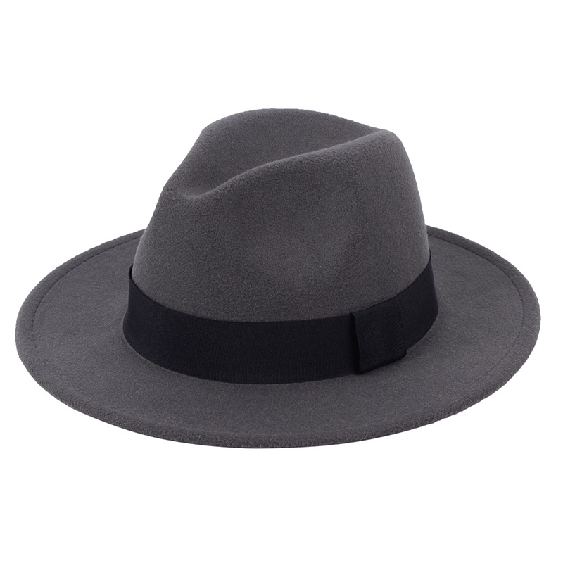 Stage big felt hat groom retro gentleman hat (black-m)