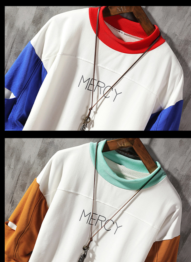 Men's hooded color block sweater