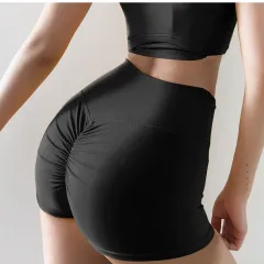 Ladies summer yoga solid colour shorts - Black - View 1