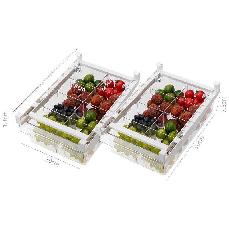 Kitchen Organizer Adjustable Kitchen Refrigerator Storage Rack Fridge Freezer Shelf Holder Pull-out Drawer Organiser Space Saver - K