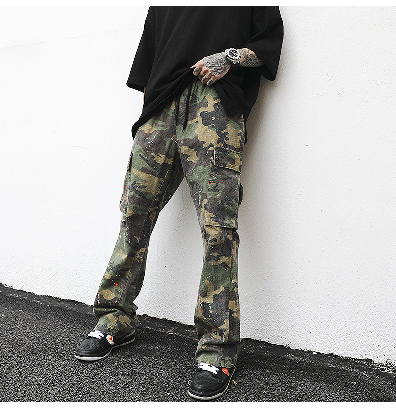 سراويل عسكرية بنقشة الطلاء العتيقة