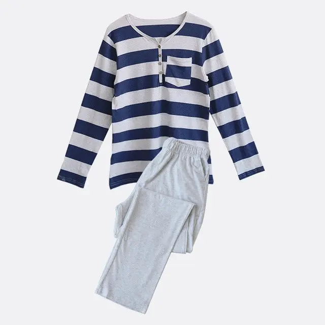 Knitted Striped Men's and Women's Couple Pajamas