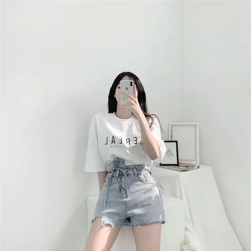 Simple letters loose short sleeves