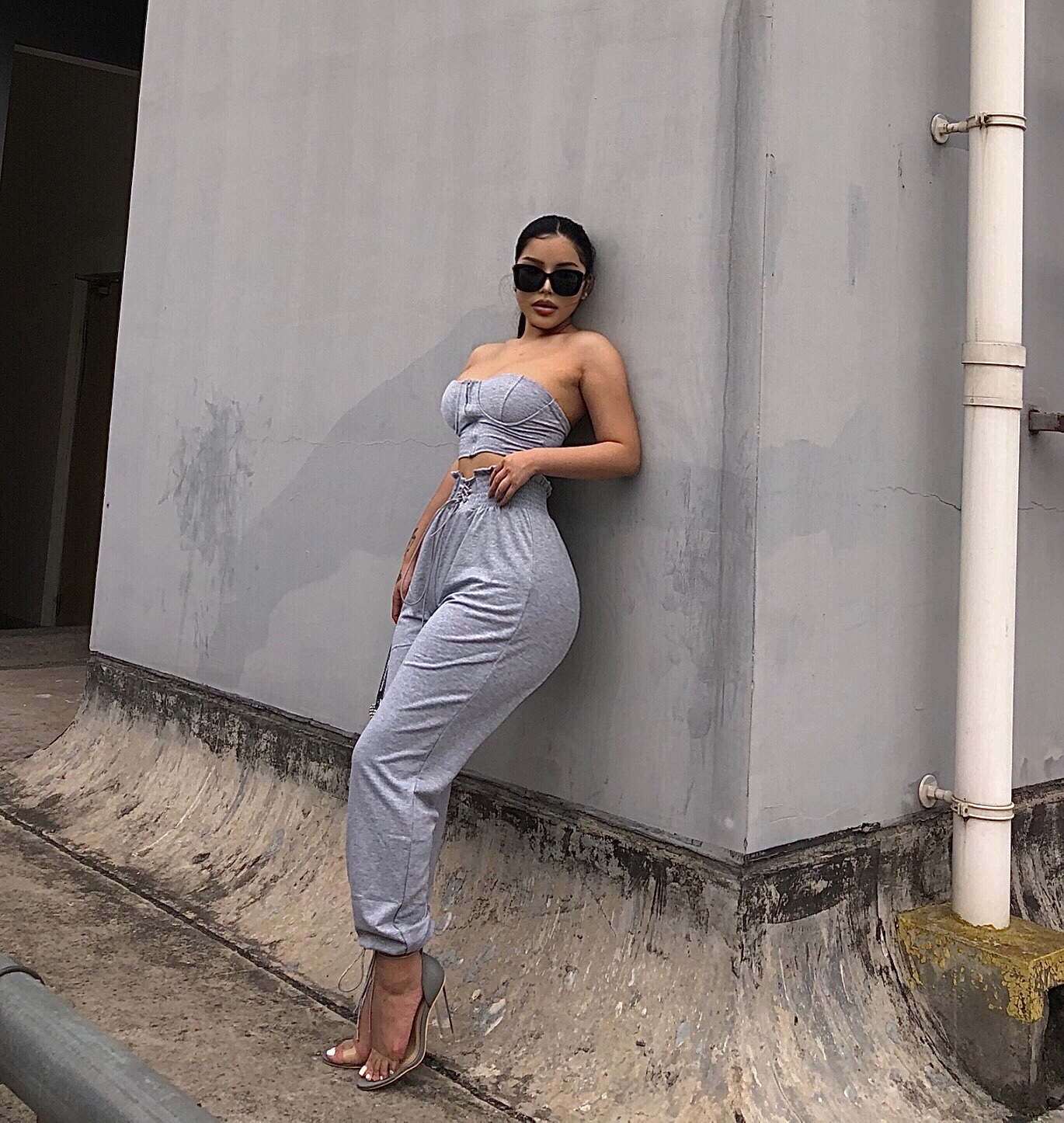 Sports all-match pant tube top suit