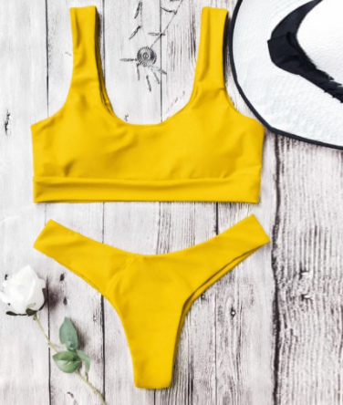 Women's Split Solid Color Swimsuit