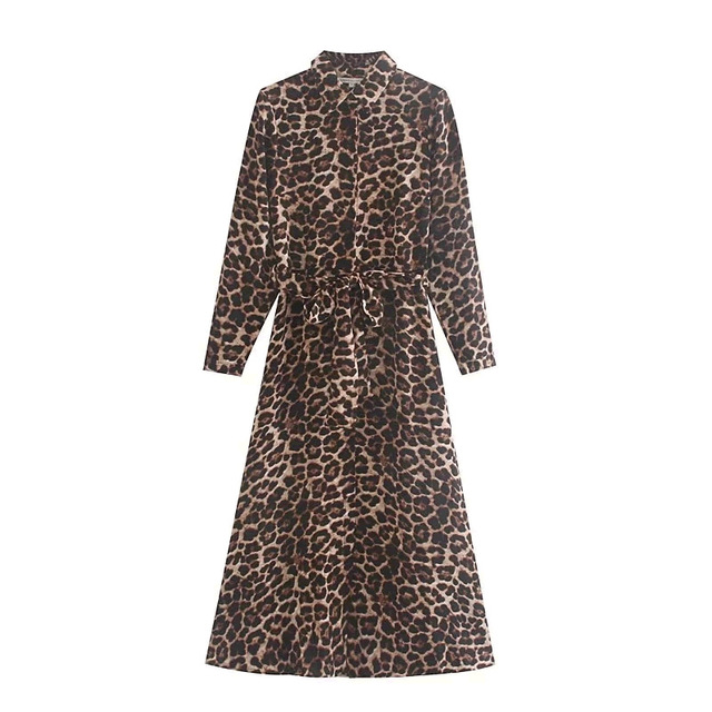 Printed retro long sleeve dress